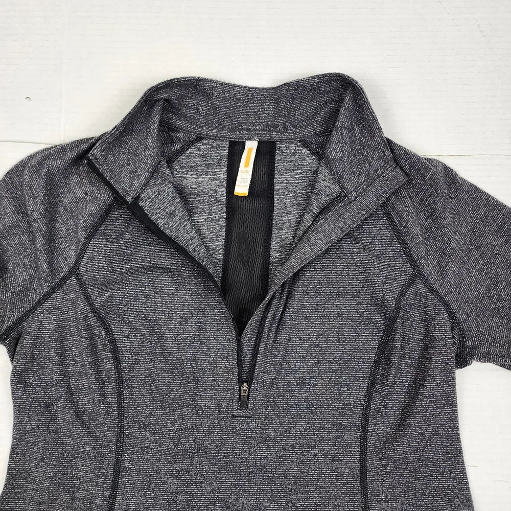 Lucy Activewear Heathered Gray Half-Zip Pullover - Mesh Back & Thumbholes Size L - Picture 4 of 11